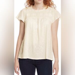 Ella Moss Lace trim Cream Women's Top